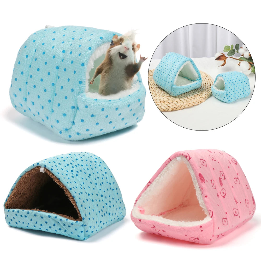 Small Hamster House Guinea Pig Nest Warm Mat Nest Small Animal Sleeping Bed Soft Plush Hamster House Cave Pets Supplies