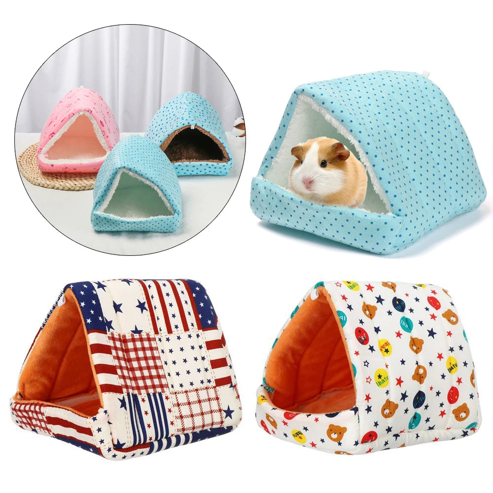 Small Hamster House Guinea Pig Nest Warm Mat Nest Small Animal Sleeping Bed Soft Plush Hamster House Cave Pets Supplies