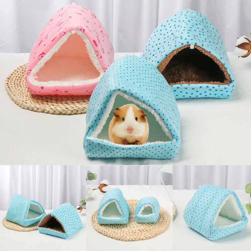 Small Hamster House Guinea Pig Nest Warm Mat Nest Small Animal Sleeping Bed Soft Plush Hamster House Cave Pets Supplies