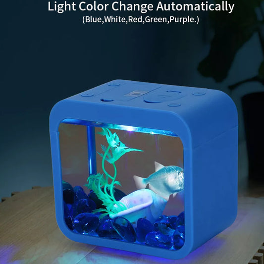 Mini Desktop Fish Tank Reptile Pet Box Stackable Aquarium Creative Building Block Fish Cylinder Landscape Seawe for Office Decor