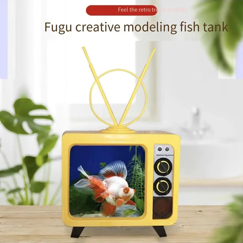 Creative small fish tank living room desktop home micro landscape personality aquarium fish tank aquarium accessories 220V-240V，