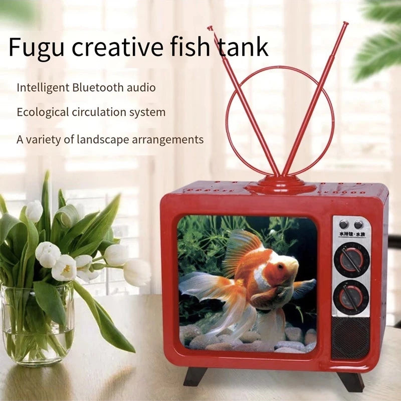 Creative small fish tank living room desktop home micro landscape personality aquarium fish tank aquarium accessories 220V-240V，