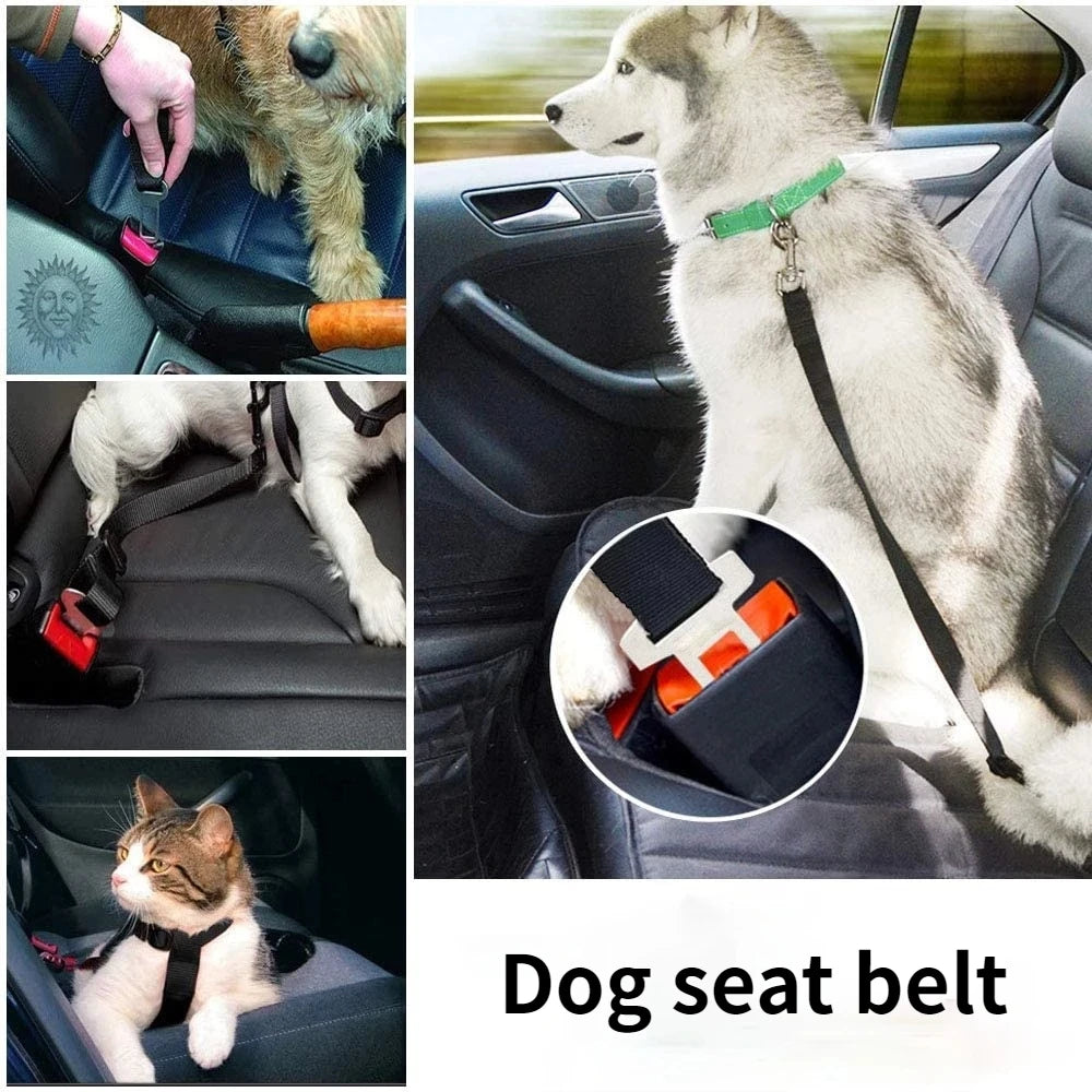Dog Safety Belt for Car Seat Dog Leash Harness Buckle Leashes For Dog Adjustable Travel Belt Dog Collar Connector Dog Supplies