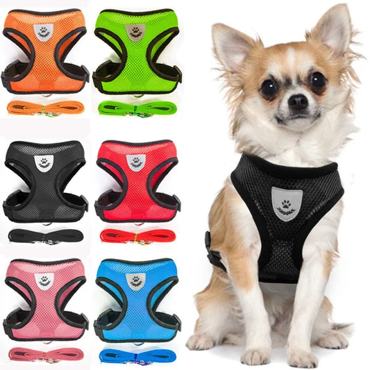 Pet Harness and Leash Set Cat and Dog Walking Soft Mesh Breathable Adjustable Vest for Puppy Leash Chest Strap Pet Supplies