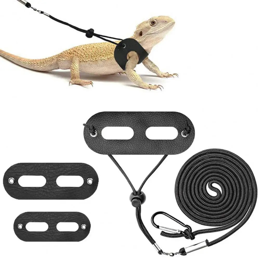 Lizard Traction Rope Adjustable Soft Pet Reptile Bearded Dragon Harness Leather Leash Set Small Animals Supplies