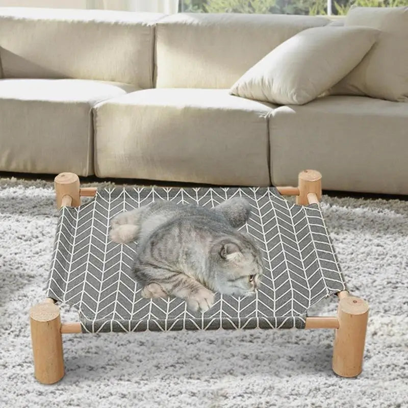 Cooling Elevated Dog Bed Small Wooden Pet Bed for Summer Cat Dog Hammock Bed Cat Beds for Indoor Cat Cots Furniture Puppy Bed