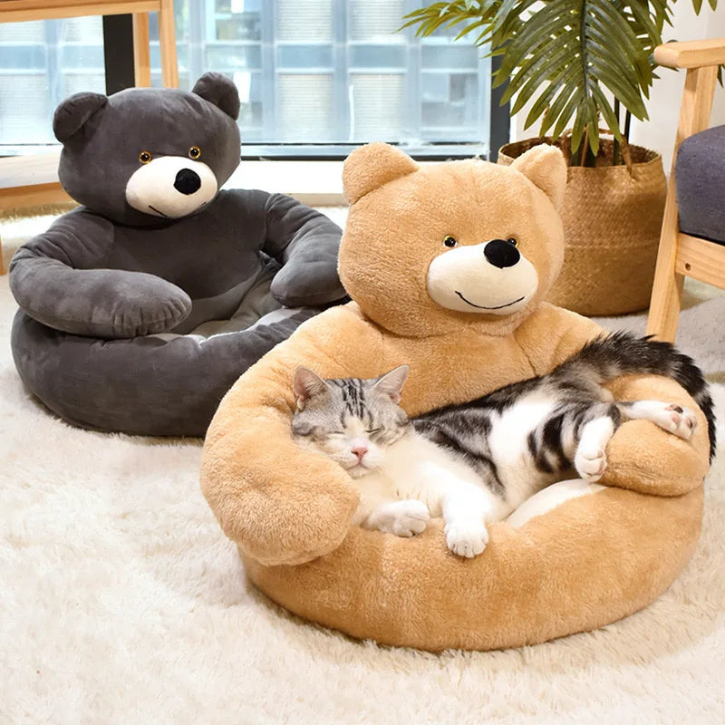 Giant Plush Bear Dog Bed Winter Plush Medium Pet Dog Bed Furniture Cat Cushion Puppy Sofa Sleeping Mattress Puppy Pet Supplies