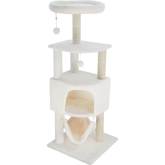 HUITREE 45in Cat Tree Tower for Indoor Cats with Scratching Post and Hanging Bed,