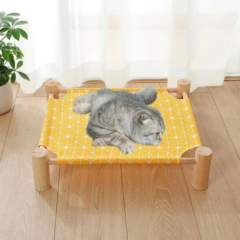 Cooling Elevated Dog Bed Small Wooden Pet Bed for Summer Cat Dog Hammock Bed Cat Beds for Indoor Cat Cots Furniture Puppy Bed