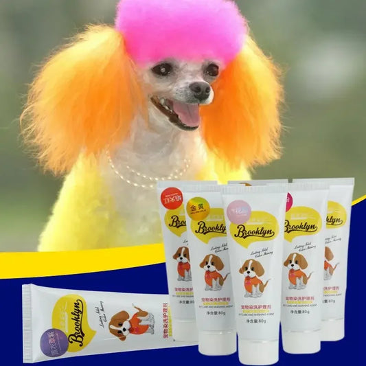 80g New Pet Dog Cats Animals Hair Bright Coloring Dyestuffs Dyeing Pigment Agent Supplies Hair Coloring Safe Dog Accessories