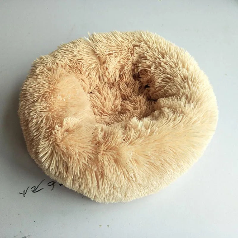 Round Long Plush Pet Beds for Dog Mattress Cat Sleep Nest Sofa Pets Bed