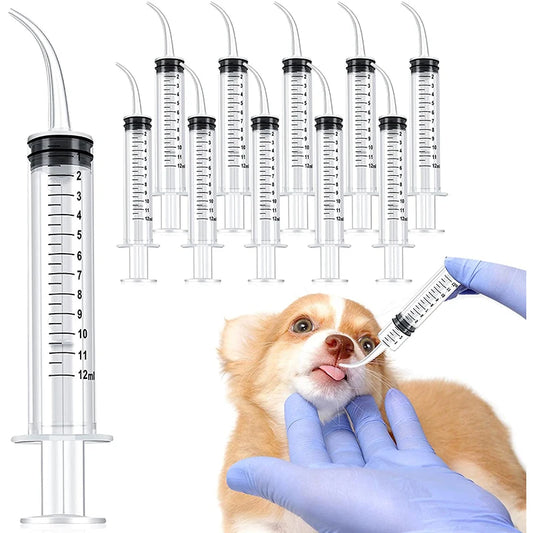 12ml Pet Feeding Syringes with Measurement for Small Dog Cats Puppy Kitten and Other Small Animal Liquid Syringe Feeder Supplies