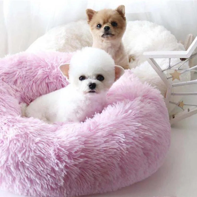 Round Long Plush Pet Beds for Dog Mattress Cat Sleep Nest Sofa Pets Bed